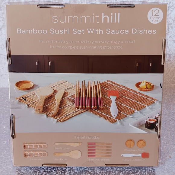 Bamboo Sushi Set with Sauce Dishes 12 pc - Picture 3 of 6